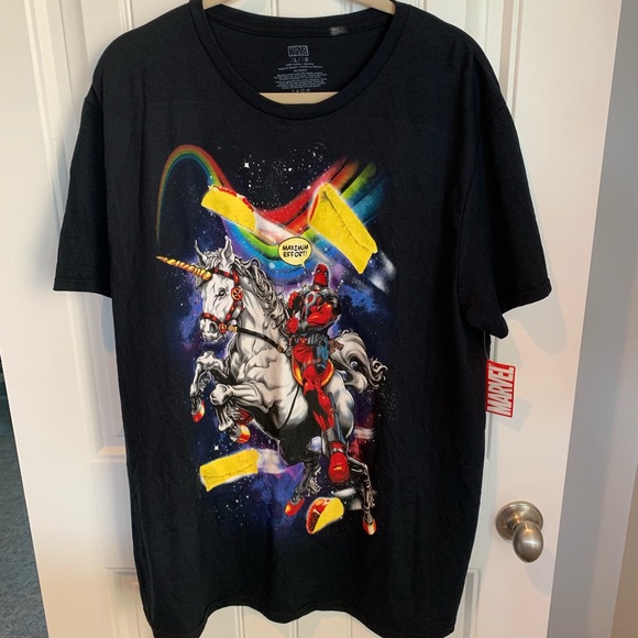 Deadpool Riding A Unicorn T-Shirt All Sizes Marvel Comics Tee